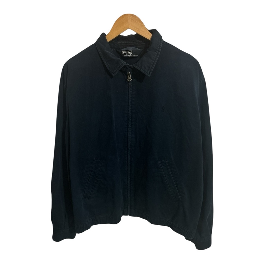 Vintage Polo Ralph Lauren Harrington Jacket Bomber Zip Navy Large Distressed VTG